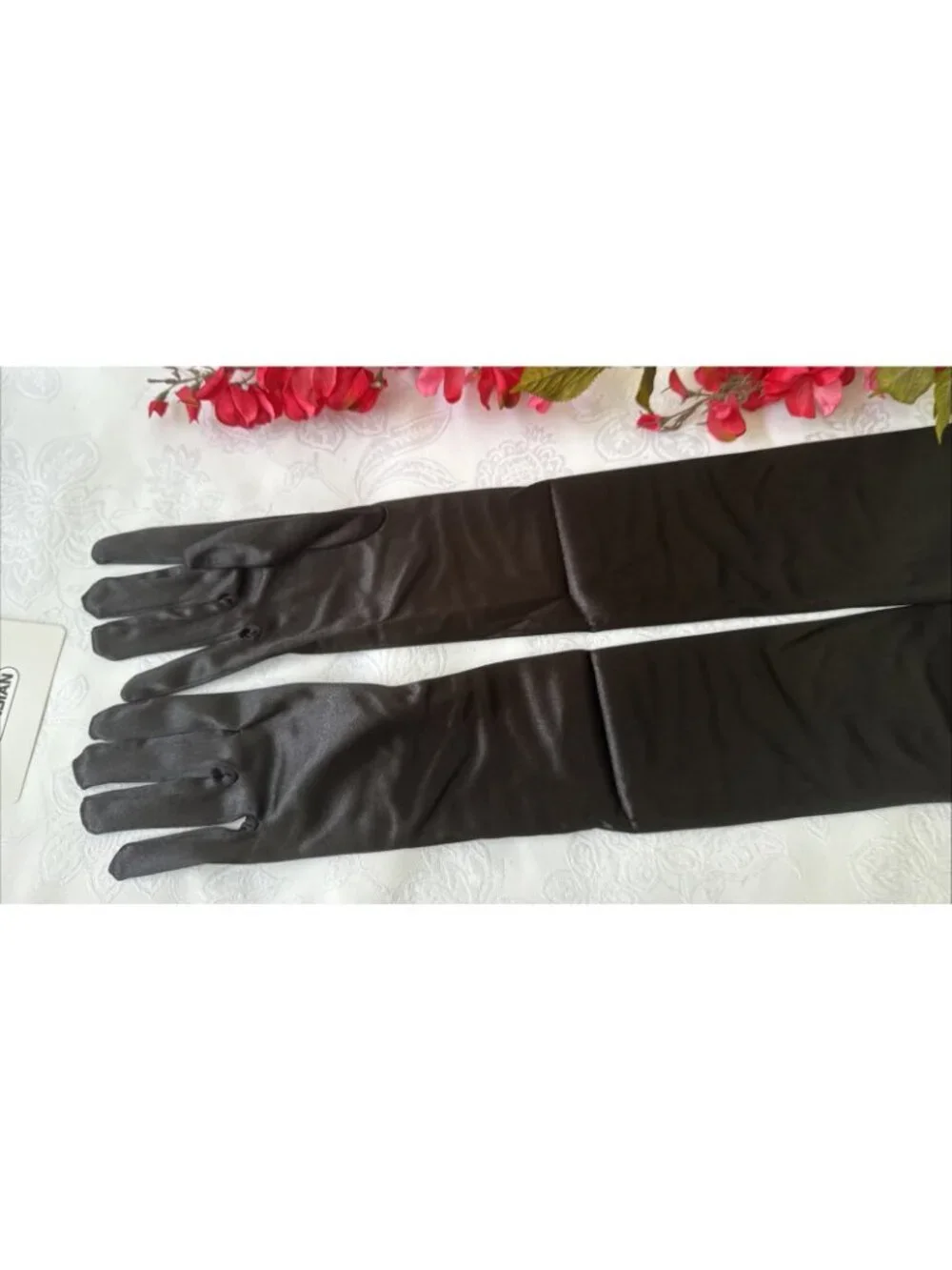Lansian Women Opera Formal Length Long Gloves Onyx Black Over Elbow S M L NEW